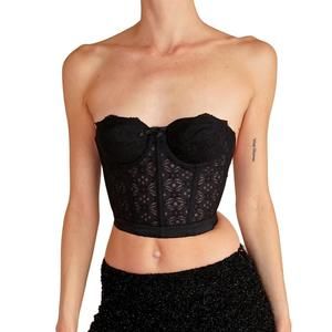 Vintage 80s black lace cropped bustier